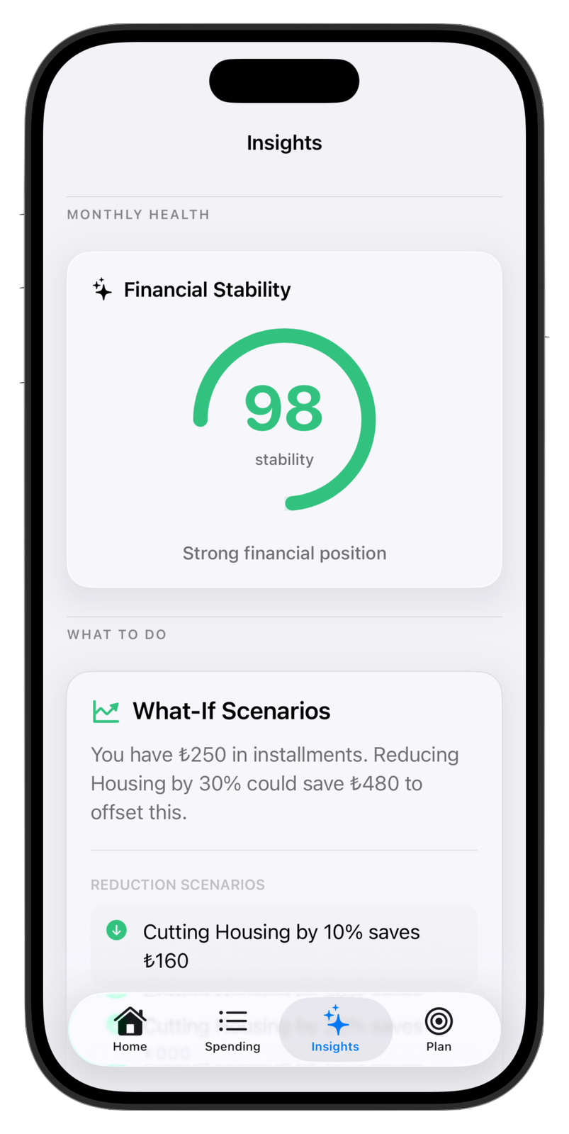 CalmLedger — Apple Intelligence Stability Score and on-device spending insights