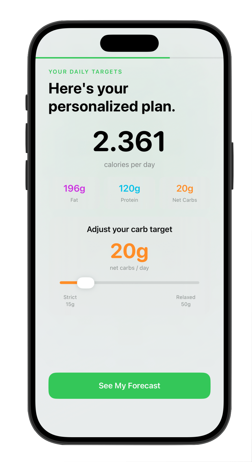 Keto Diet Pro personalised targets and tracking