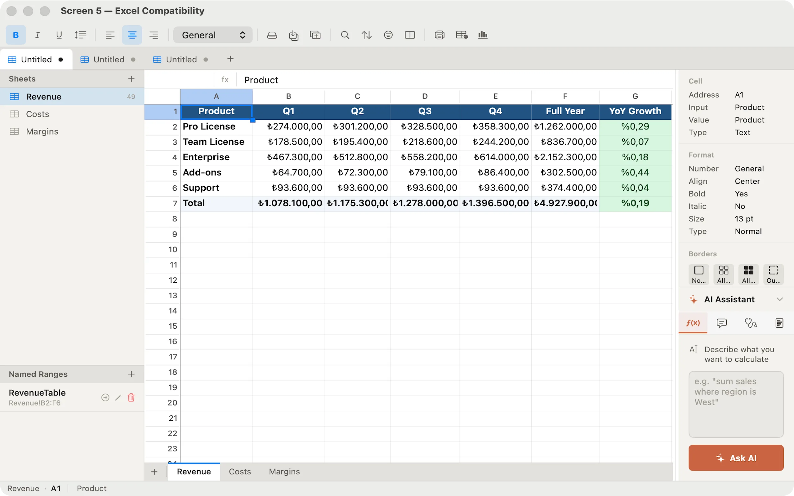 Sheetforge Excel compatibility — import and export .xlsx