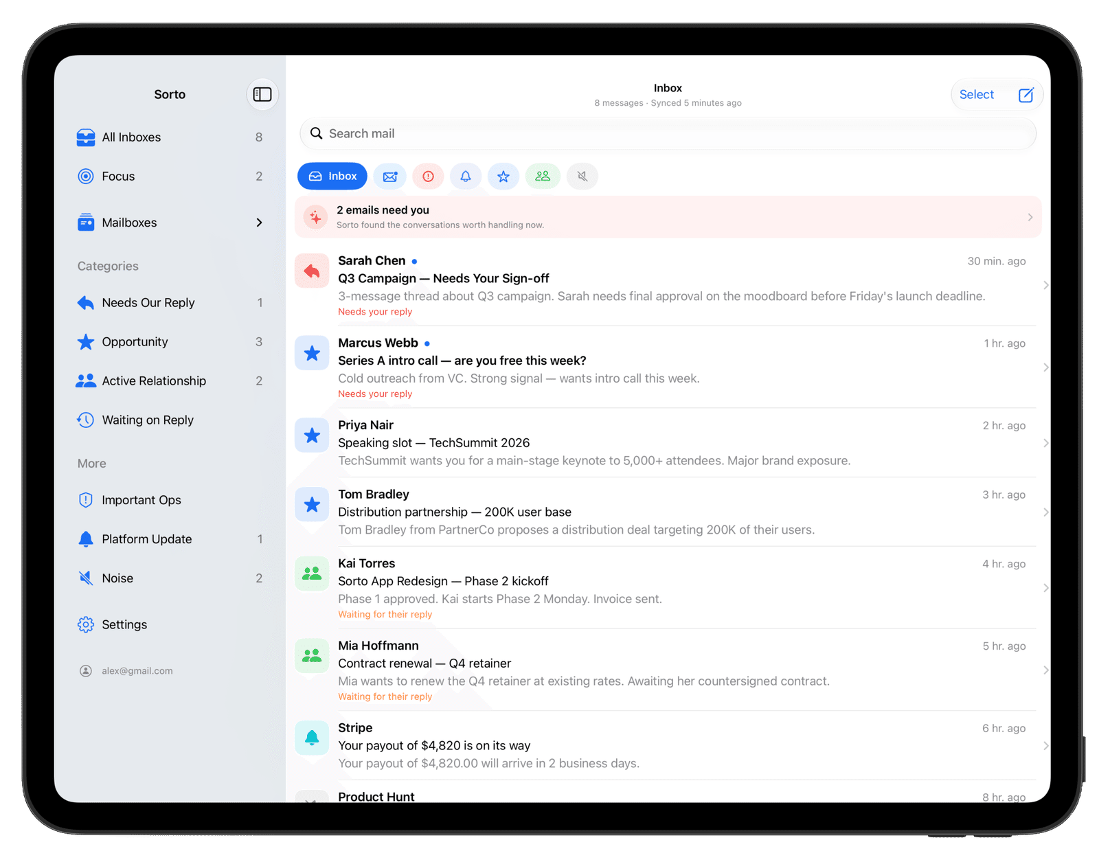 Unified inbox screenshot