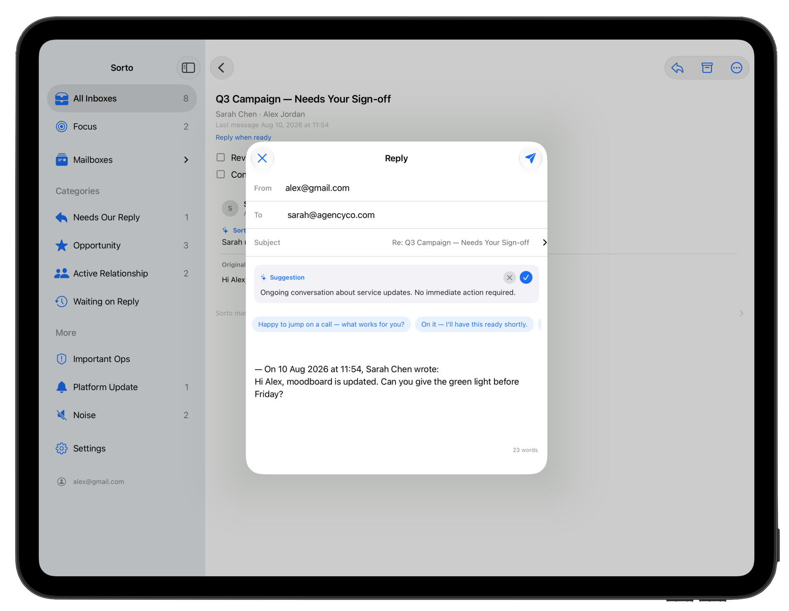 Assisted reply screenshot
